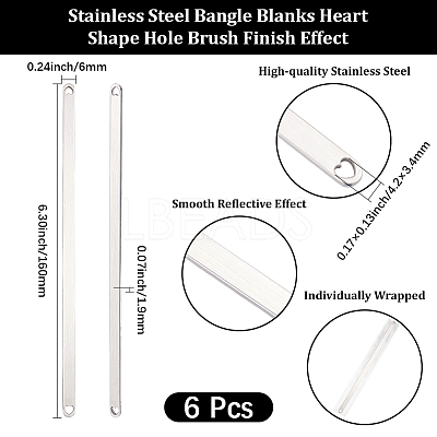 6Pcs Stainless Steel Blank Cuff Bangles MAK-BBC0001-32P-1