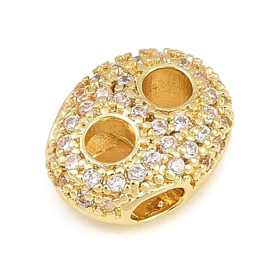 Brass Micro Pave Clear Cubic Zirconia Beads CU-CBAF1EE-01G-1