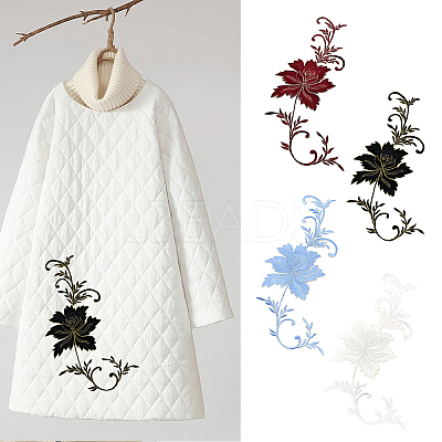 2Pcs Peony Computerized Embroidery Cloth Iron on/Sew on Patches DIY-GF0005-32D-1