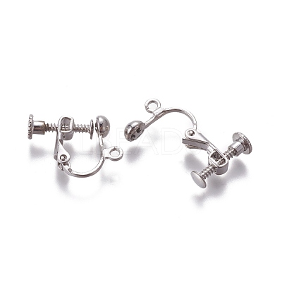 Rack Plated Brass Screw Clip-on Earring Findings KK-P169-04P-1