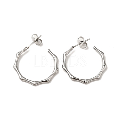 Tarnish Resistant Bamboo Joint Ring 304 Stainless Steel Stud Earrings EJEW-A081-20P-1