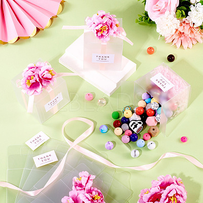 Clear PVC Candy Gift Packaging Boxes with Ribbon & Artificial Flower CON-TAC0001-20A-1