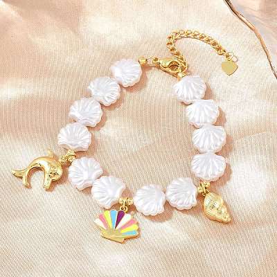 Ocean Brass Enamel Charm Bracelets for Women KK-CBA68DA-15C-G-1