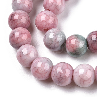Ombre Effect Dyed Crackle Glass Round Beads Strands X-GLAA-T031-01J-1