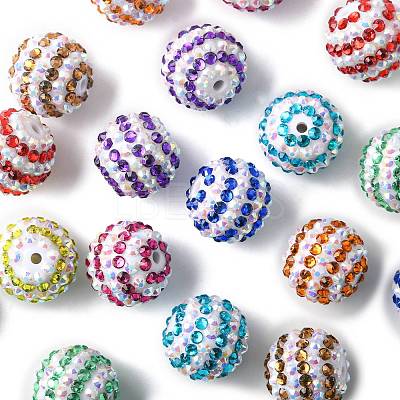 20Pcs 9 Colors Striped Resin Rhinestone Beads OACR-FS0002-35-1