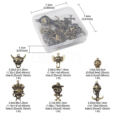 6Pcs 6 Styles Halloween Alloy Pendants FIND-FS0001-47-1