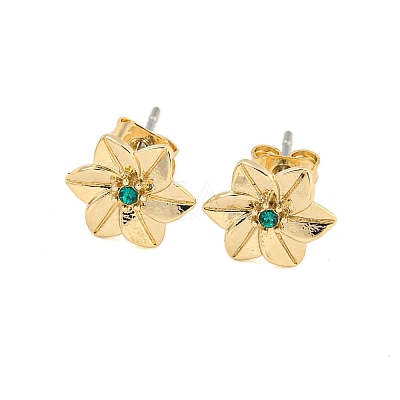 Brass Micro Pave Cubic Zirconia Ear Studs EJEW-P283-01G-05-1