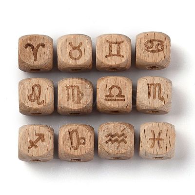 Natural Wood Constellation Beads WOOD-M002-08-1
