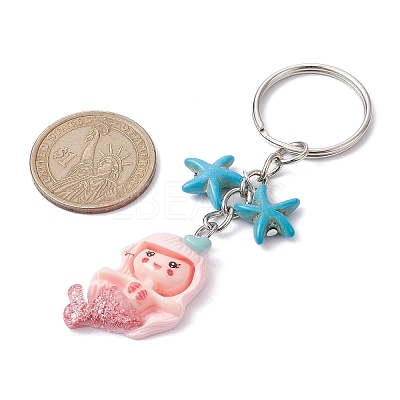 Mermaid Opaque Resin Pendant Keychain KEYC-JKC00624-04-1