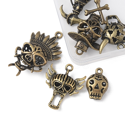 6Pcs 6 Styles Halloween Alloy Pendants FIND-FS0001-47-1