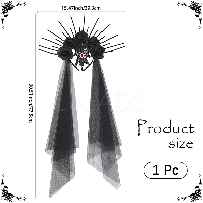 Halloween Polyester Rhinestones Dress Brides Wedding Veil Headband FIND-WH20019-165B-166-1