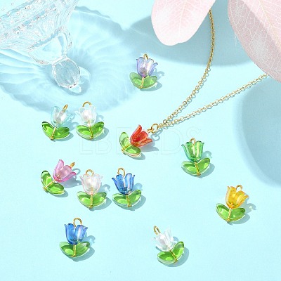 90Pcs 9 Colors Acrylic Lampwork Pendants PALLOY-CJ00048-1
