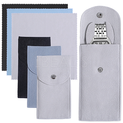 3 Sets 3 Colors Rectangle Velvet Single Watch Storage Bags ABAG-BBC0001-11-1