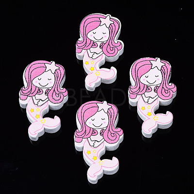 Printed Natural Wooden Beads WOOD-S055-30B-1