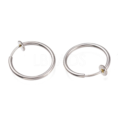 Tarnish Resistant 304 Stainless Steel Retractable Clip-on Hoop Earrings X-STAS-O135-01C-1