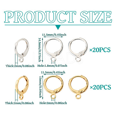 40Pcs 2 Colors Brass Leverback Earring Findings KK-TA0001-88-1