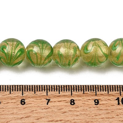 Gold Sand Lampwork Beads Strands LAMP-P071-12mm-07-1