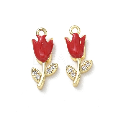 Brass Micro Pave Clear Cubic Zirconia and Enamel Charms KK-A300-22G-02-1