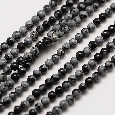 Natural Snowflake Obsidian Round Bead Strands G-A130-2mm-17-1