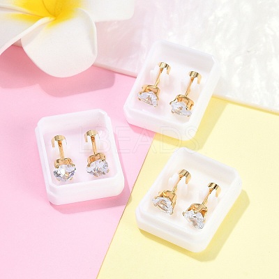 Heart Glass Ear Fake Plugs EJEW-H105-25G-D-1