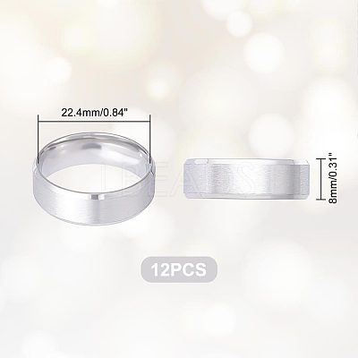 12Pcs 201 Stainless Steel Plain Band Ring for Men Women RJEW-UN0002-44B-1