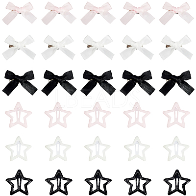 30Pcs 3 Colors Star Iron Enamel Snap Hair Clips OHAR-SP0001-03-1