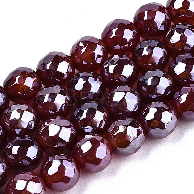 Electroplate Natural Agate Beads Strands G-T131-54I-1