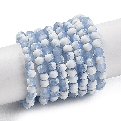 Frosted Crackle Glass Beads Strands GLAA-U001-4mm-M14-1