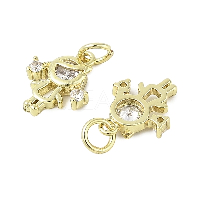 Brass Micro Pave Cubic Zirconia Pendants KK-K297-51G-01-1
