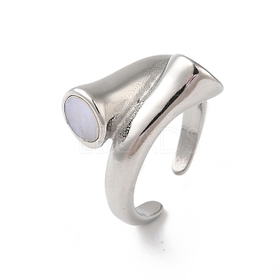 Shell Open Cuff Ring for Women RJEW-C091-03P-01-1