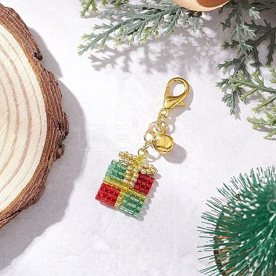 Christmas Gift Handmade Glass Seed Beads Pendant Decoraitons HJEW-MZ00350-04-1