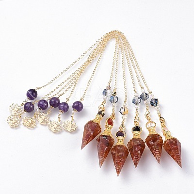 Resin Hexagonal Pointed Dowsing Pendulums(Brass Finding and Gemstone Inside) G-L521-A-1