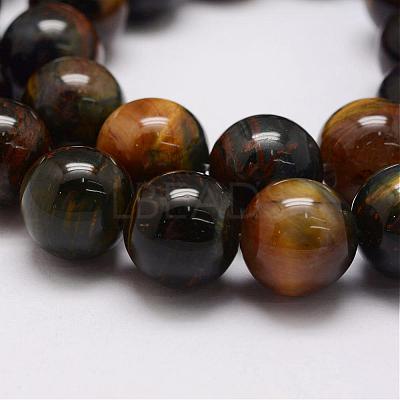 Natural Yellow Blue Tiger Eye(Dyed & Heated) Bead Strands G-P230-07-4mm-1
