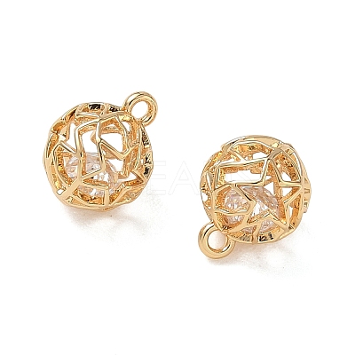 Brass Micro Pave Clear Cubic Zirconia Pendants KK-D261-01G-03-1