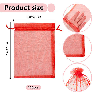 100Pcs Organza Bags Jewellery Storage Pouches Wedding Favour Party Mesh Drawstring Gift OP-SP0001-01A-1