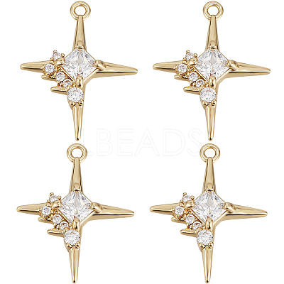 8Pcs Brass Micro Pave Cubic Zirconia Pendants KK-BBC0010-90-1