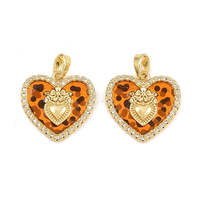 Brass Micro Pave Clear Cubic Zirconia Pendants CU-CBA415D-11G-1