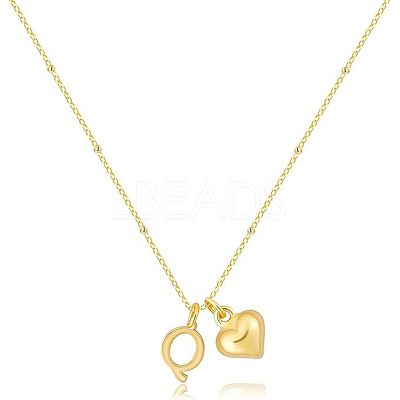 Brass Initial and Heart Pendant Necklaces for Women FS-WG01F32-17-1