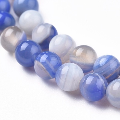 Natural Striped Agate/Banded Agate Beads Strands G-I261-C02-6mm-1