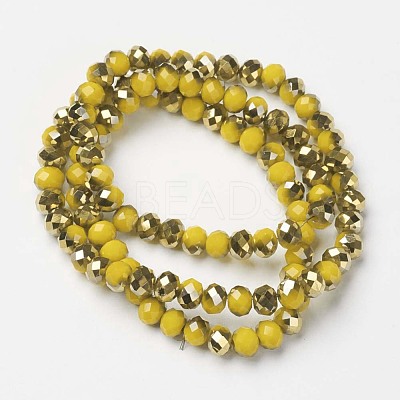 Electroplate Opaque Glass Beads Strands EGLA-A034-P6mm-O06-1