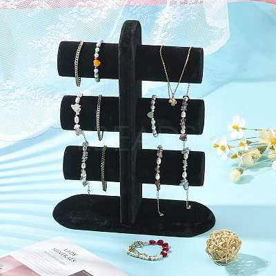 Wooden Velours T-Bar Bracelet/Bangle Display Stands BDIS-N018-01-1