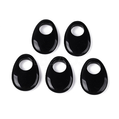 Natural Obsidian Large Hole Pendants G-N348-06B-12-1