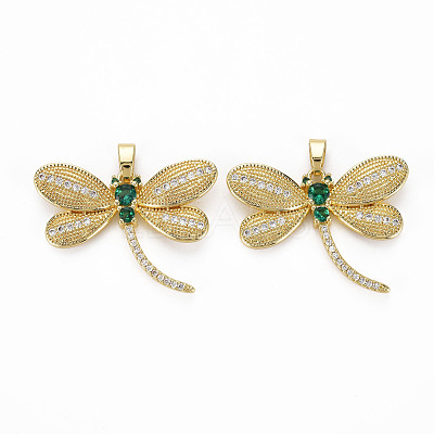 Brass Micro Pave Green Cubic Zirconia Pendants ZIRC-N039-198-NF-1