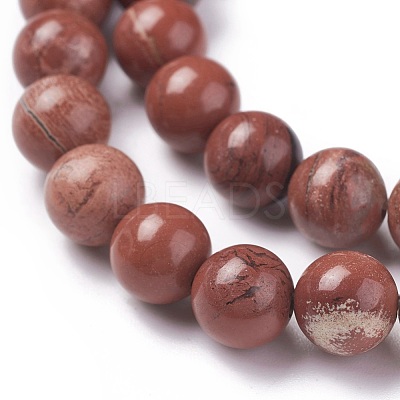 Natural Red Jasper Beads Strands X-G-F348-02-8mm-1