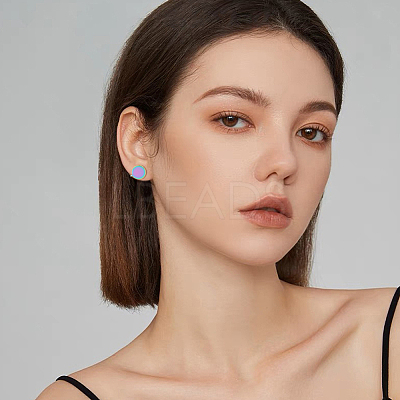 10Pcs 5 Colors 304 Stainless Steel Cuff Earrings EJEW-HS0001-34A-1