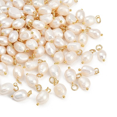 Grade B Natural Cultured Freshwater Pearl Charms X-PALLOY-JF01497-01-1