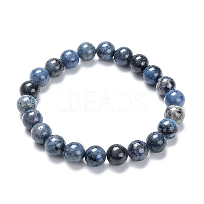 Natural Dumortierite Stretch Beaded Bracelets X-G-A185-01G-1