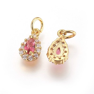 Brass Cubic Zirconia Charms KK-E772-14A-G-1