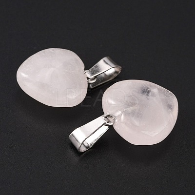 Heart Natural Rose Quartz Pendants X-G-Q371-07-1