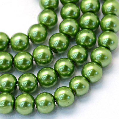 Baking Paint Pearlized Glass Pearl Round Bead Strands HY-Q003-6mm-13-1